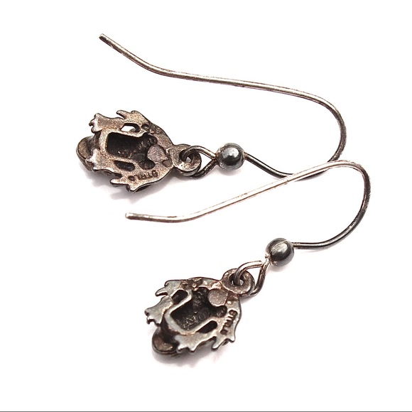 Vintage Sunwest Sterling Silver Frog Dangle Earrings Small Realistic Frogs - Picture 3 of 4